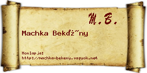 Machka Bekény névjegykártya